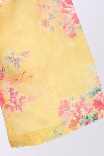Aurelia Women’s Yellow Jacquard Zari Lace Straight Kurta with Trousers and Dupatta Set - (AS16578-510995-L)
