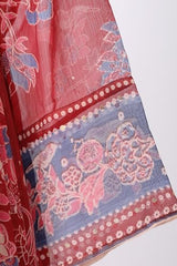 W for Woman Red Floral Printed Chiffon Flared Kurta with Straight Pants and Dupatta Set - (WS13863-126807-2XL)
