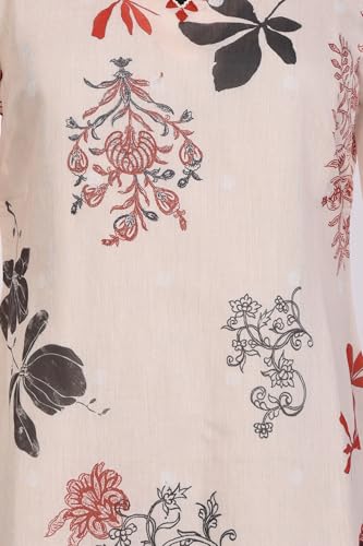 W for Woman Cream Floral Printed Lace Chiffon Straight Kurta - (W13555-122046-XXL)