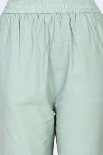 W for Woman Sea Green Solid Lace Straight Fit Ankle Length Pants - (WB13873-225234-M)