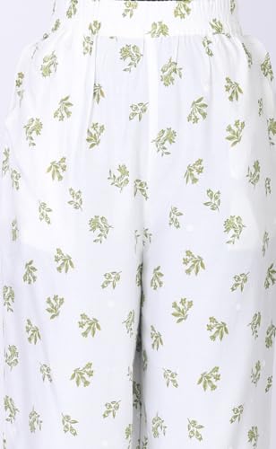 Aurelia Women’s Off White Embroidered Floral Printed Rayon Straight Kurta with Salwar and Dupatta Set - (AS16420-510461-S)