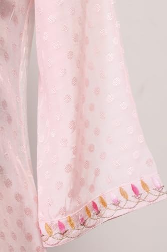 Aurelia Women's Pink Embroidered Buti Shantung Anarkali Kurta with Tights and Dupatta Set - (AS16392-609246-S)