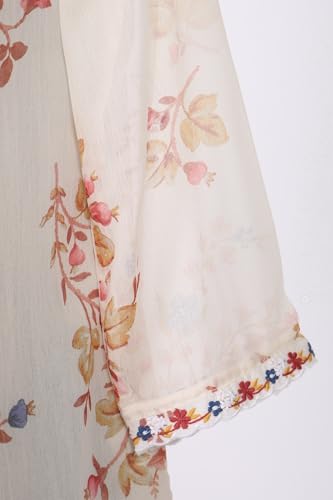 W for Woman Off White Embroidered Chiffon Straight Top - (W31463-126851-3XL)