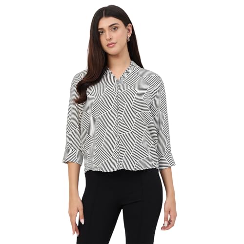 Madame Black V-Neck Printed Cotton Top