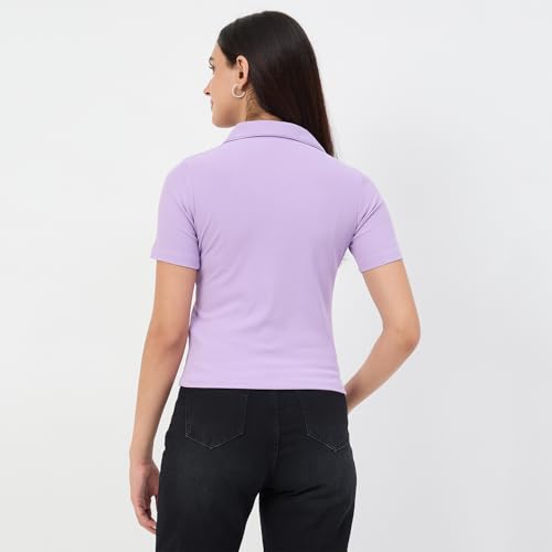 Madame Lilac Polo Neck Slim Fit T-Shirt