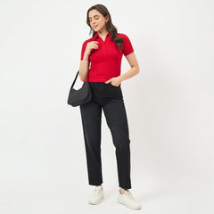 Madame Red Half-Sleeve Slim-Fit T-Shirt