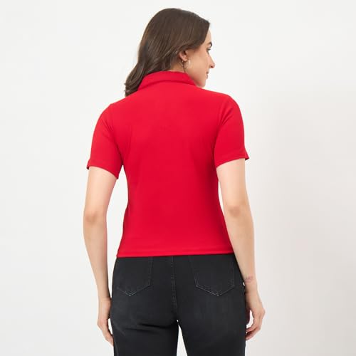 Madame Red Half-Sleeve Slim-Fit T-Shirt