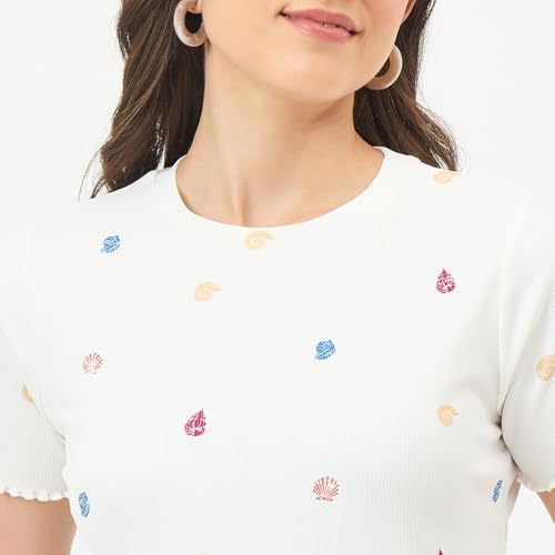 Madame White Stretch Half-Sleeve Top