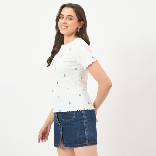 Madame White Stretch Half-Sleeve Top