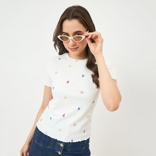 Madame White Stretch Half-Sleeve Top