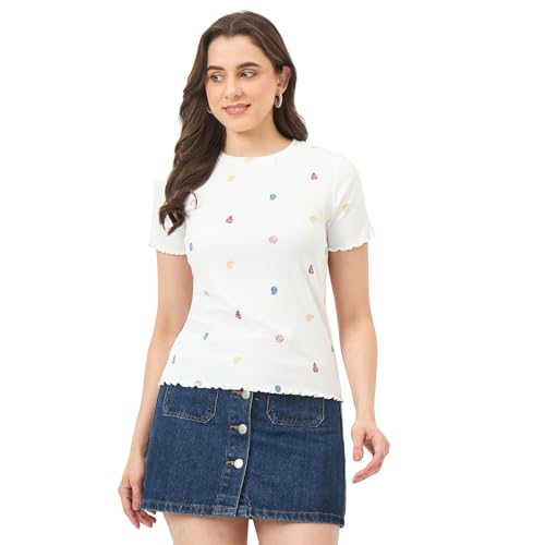 Madame White Stretch Half-Sleeve Top
