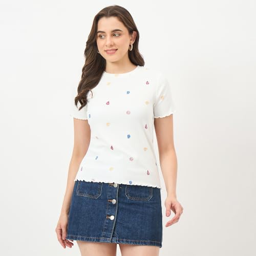 Madame White Stretch Half-Sleeve Top