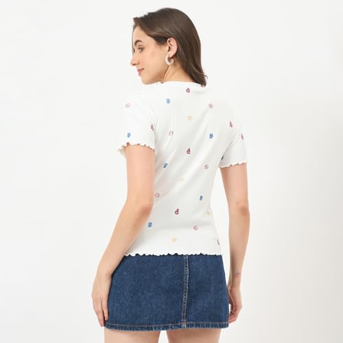 Madame White Stretch Half-Sleeve Top