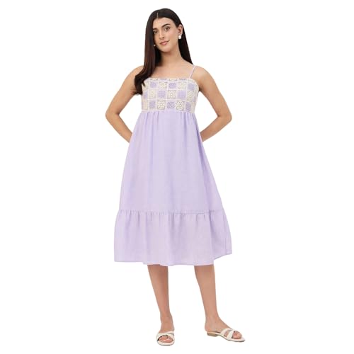 Madame Lilac Crochet Overlay Cami Dress