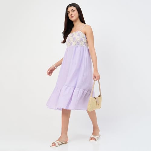Madame Lilac Crochet Overlay Cami Dress