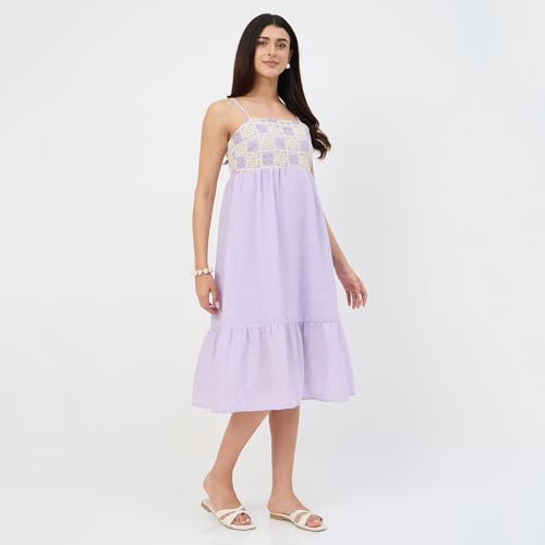 Madame Lilac Crochet Overlay Cami Dress