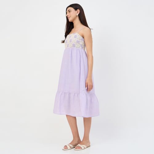 Madame Lilac Crochet Overlay Cami Dress