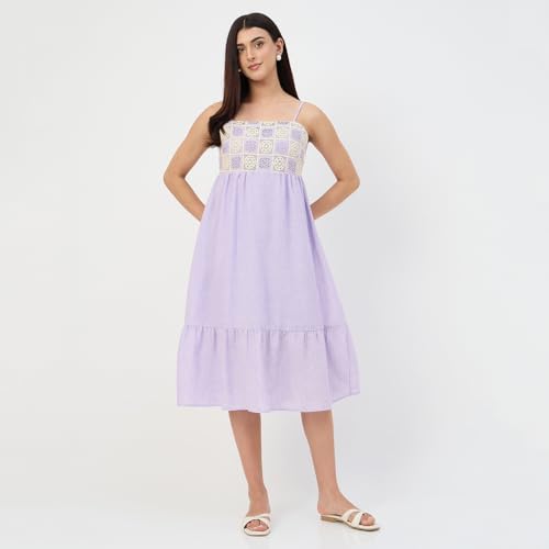 Madame Lilac Crochet Overlay Cami Dress