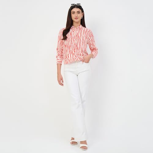 Madame Red Printed Rayon Shirt