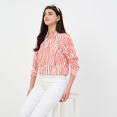 Madame Red Printed Rayon Shirt