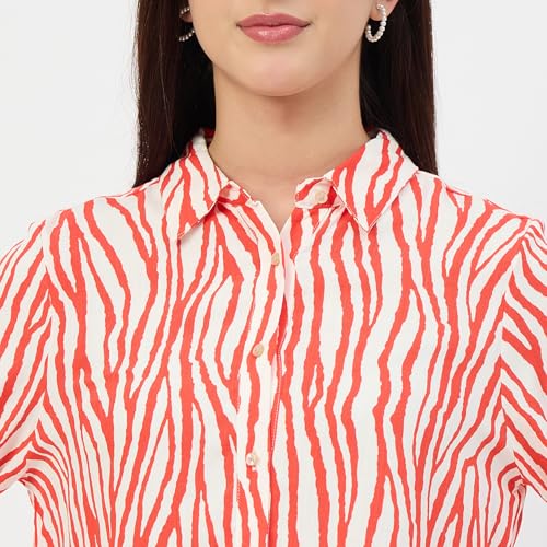 Madame Red Printed Rayon Shirt