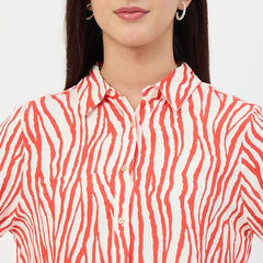 Madame Red Printed Rayon Shirt