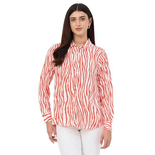 Madame Red Printed Rayon Shirt