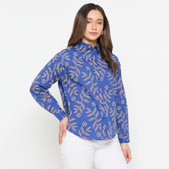 Madame Printed Blue Cotton Shirt