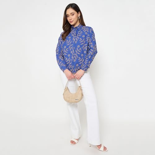Madame Printed Blue Cotton Shirt