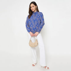 Madame Printed Blue Cotton Shirt