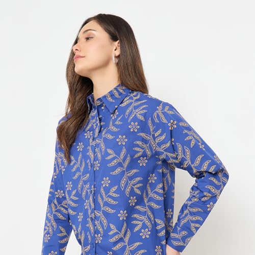 Madame Printed Blue Cotton Shirt