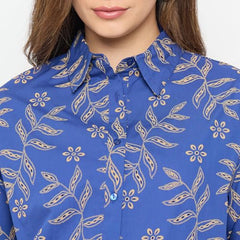 Madame Printed Blue Cotton Shirt