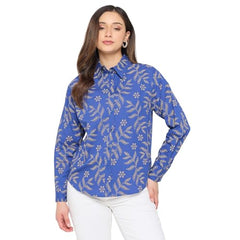 Madame Printed Blue Cotton Shirt