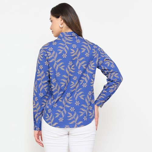 Madame Printed Blue Cotton Shirt