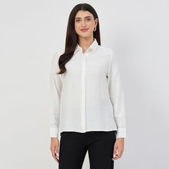 Madame White Rayon-Blend Shirt
