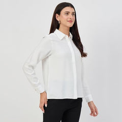 Madame White Rayon-Blend Shirt