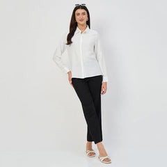 Madame White Rayon-Blend Shirt