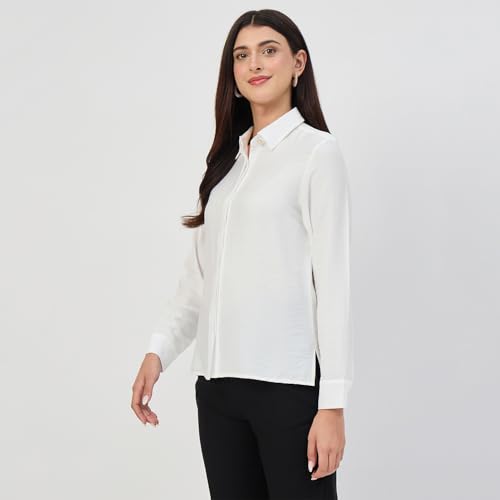Madame White Rayon-Blend Shirt