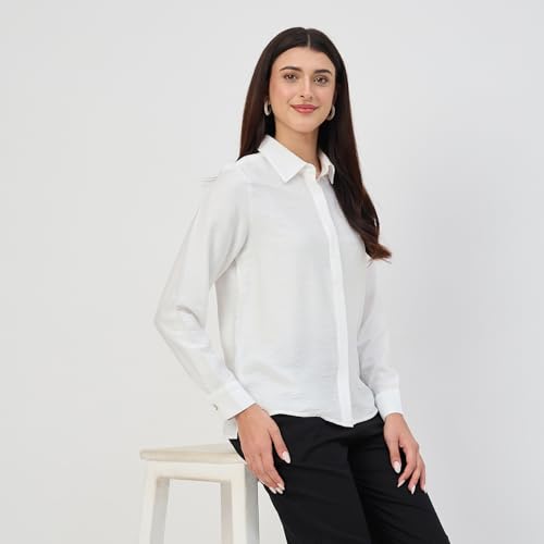 Madame White Rayon-Blend Shirt