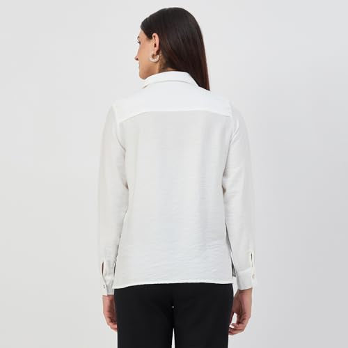 Madame White Rayon-Blend Shirt