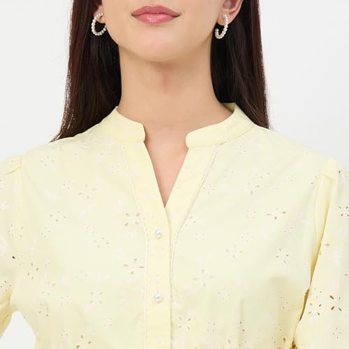 Madame Butter Yellow Belted Cotton Top
