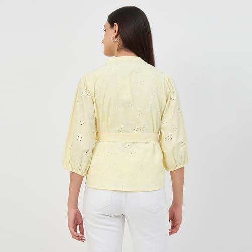 Madame Butter Yellow Belted Cotton Top