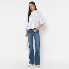 Madame Blue Printed Tunic Top