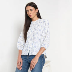 Madame Blue Printed Tunic Top