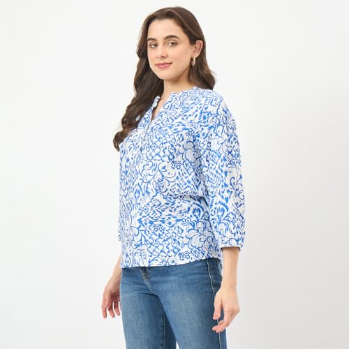Madame Royal Blue Rayon-Blend Top