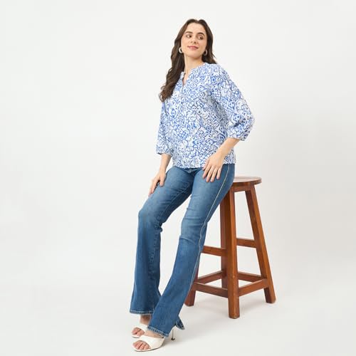 Madame Royal Blue Rayon-Blend Top