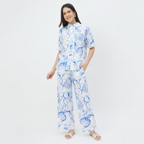 Madame White Printed Co-ord Set