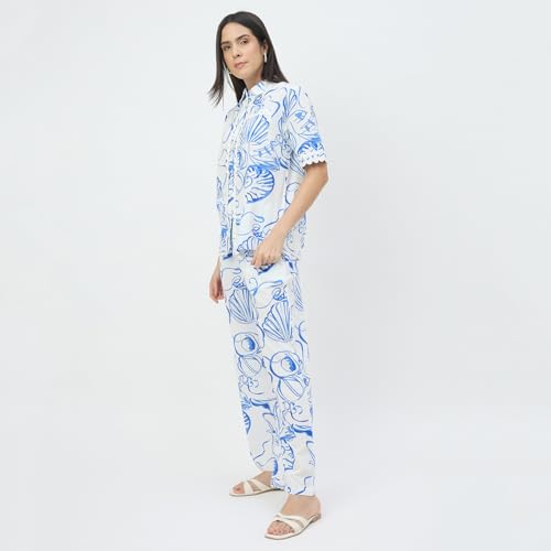 Madame White Printed Co-ord Set