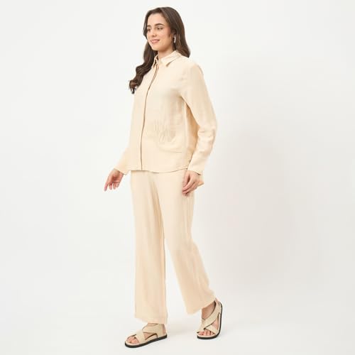 Madame Beige Rayon-Blend Co-ord Top