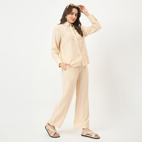 Madame Beige Rayon-Blend Co-ord Top
